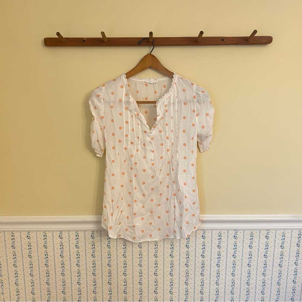 E & M Polka Dot Blouse Top